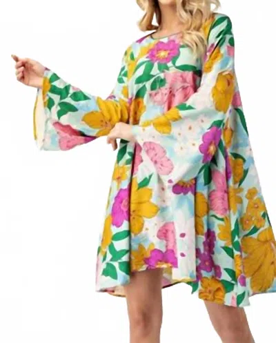Gigio Bold Floral Print Dress In Pastel In Multi
