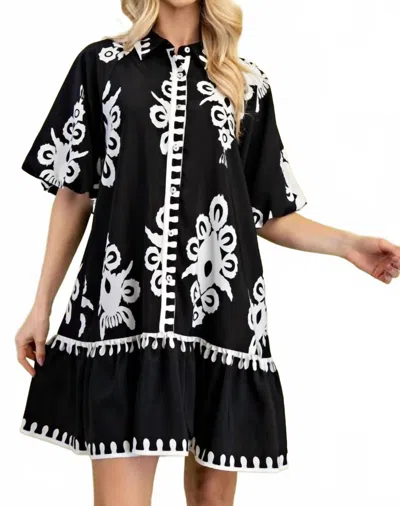 Gigio Bold Print Mini Dress In Black