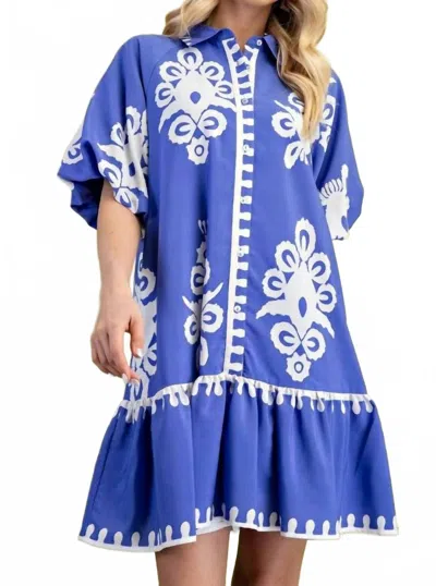 Gigio Bold Print Mini Dress In Blue