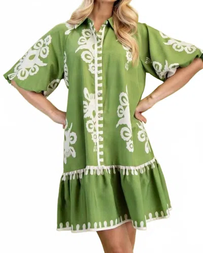 Gigio Bold Print Mini Dress In Green