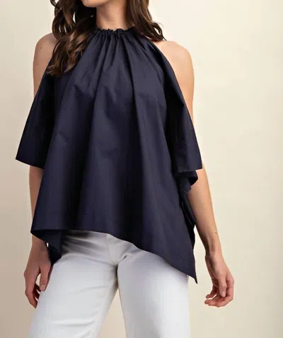 Gigio Bow Back Sleeveless Blouse Top In Navy In Blue