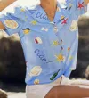 Gigio Ciao Blouse Top In Blue In Blue