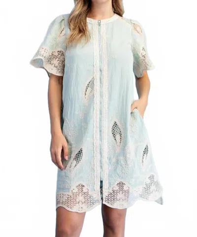 Gigio Crochet Details Dress In White/blue