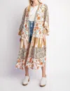 Gigio Dawn Floral And Stripe Print Kimono In Cream Mix In Multi