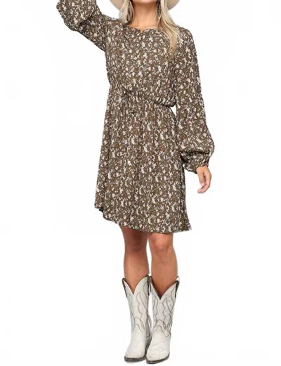 Gigio Ditsy Floral Button Down Dress In Olive In Multi
