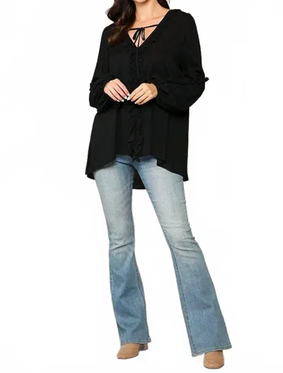 Gigio Enna Textured Puff Sleeve Top In Black