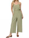 Gigio Ester Sleeveless Jumpsuit With Waist Tassel In Sage Green In Green
