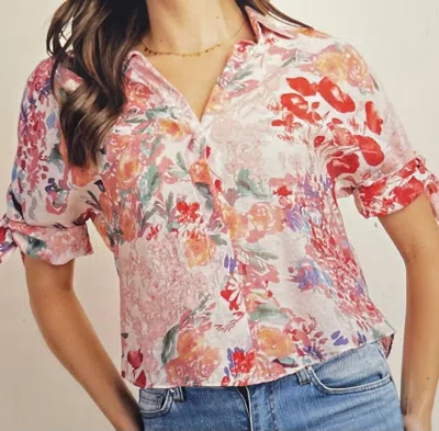 Gigio Floral Blouse Top In Pink