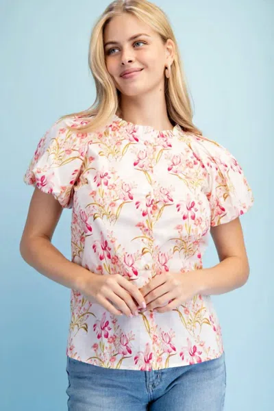Gigio Floral Button Down Top In Berry Mix In Multi