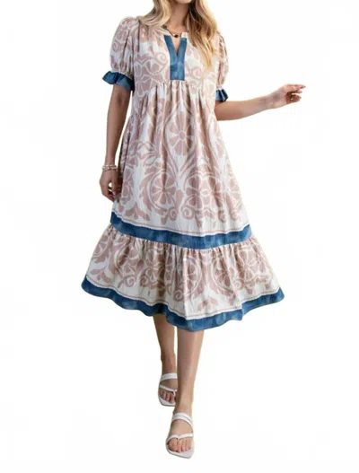 Gigio Floral Midi Dress In White In Multi