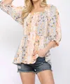 Gigio Floral Print Smocked Peplum Top In Multicolored