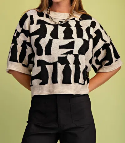 Gigio Geometric Print Sweater In Black/cream In Multi
