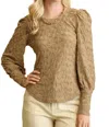 Gigio Knit Puff Sleeve Top In Taupe In Grey
