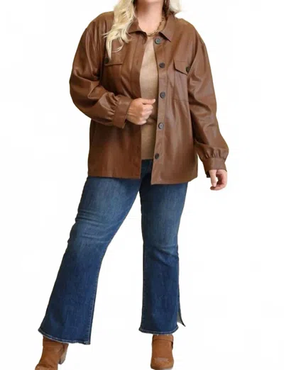 Gigio Leather Shacket In Brown