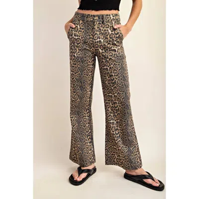 Gigio Leopard Print Flare Jeans In Brown