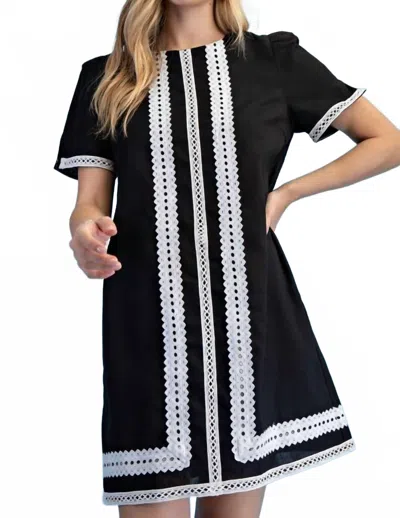 Gigio Linen Round Neck Dress In Black