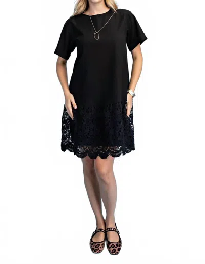 Gigio Linen Short Sleeve Mini Dress In Black