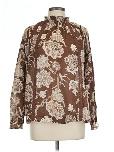 Pre-owned Gigio Long Sleeve Blouse In Brown