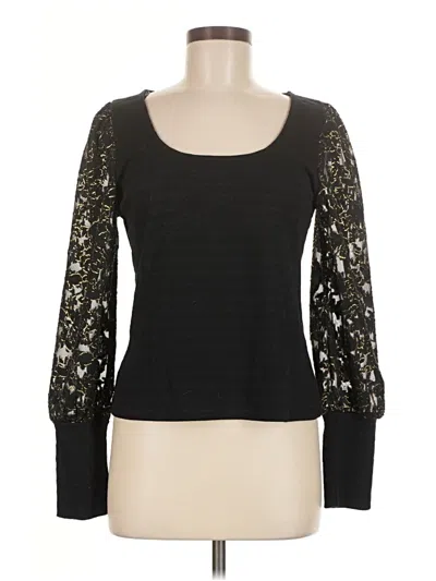 Pre-owned Gigio Long Sleeve Top Black Sweetheart Neckline Tops
