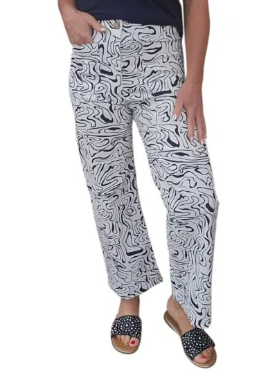 Gigio Marble Pants In White/black In Blue