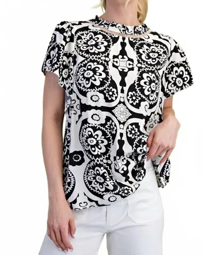 Gigio Medallion Print Blouse In Black Mix In Multi