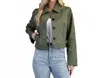 Gigio Military Style Cropped Jacket In Army Green In Green
