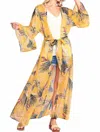 Gigio Miranda Tropical Print Chiffon Maxi Kimono In Yellow Multi In Yellow
