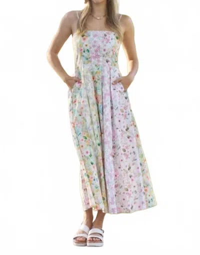 Gigio Mixed Floral Midi Dress In White