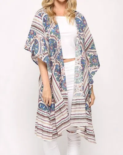 Gigio Mixed Prints Kimono In Blue