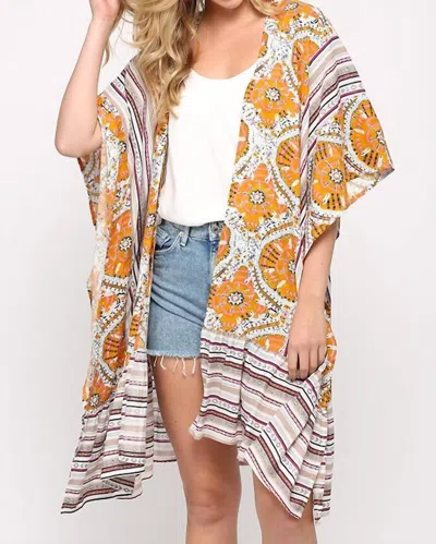 Gigio Mixed Prints Kimono In Orange In Multi