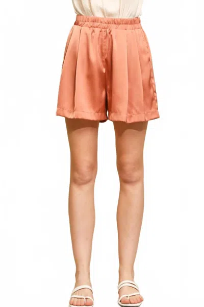 Gigio Peach Theory Satin Shorts In Light Clay In Pink
