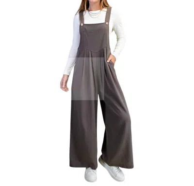 Gigio Pintuck Wide Leg Overall In Olive In Black