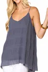 Gigio Pleated Cami Tank Top In Steel Blue In Blue