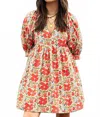 Gigio Poppy Lane Dress In Red In Multi