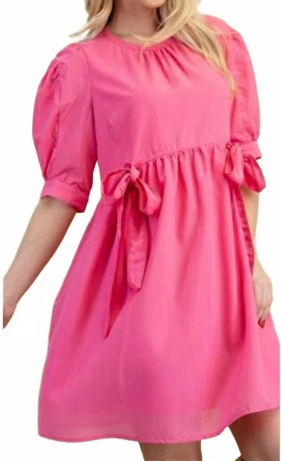 Gigio Puff Sleeve Mini Dress In Pink