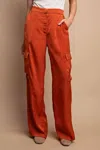 Gigio Satin Cargo Pants In Rust In Multi