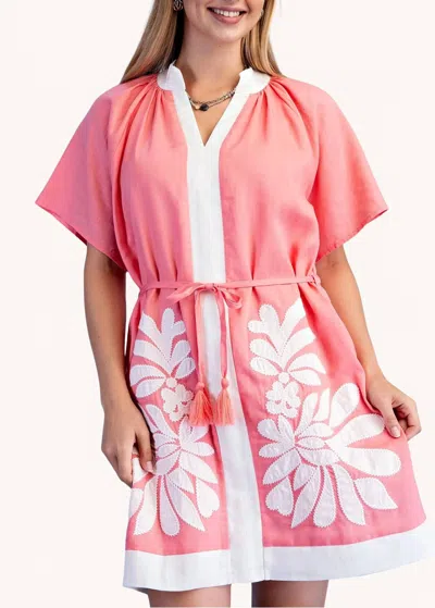Gigio Sawyer Belted Kaftan Dress In Pink
