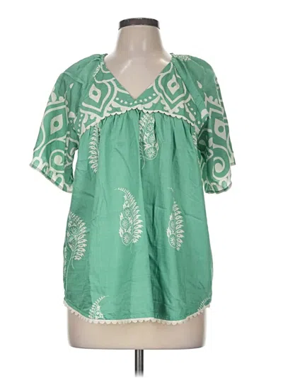 Pre-owned Gigio Short Sleeve Blouse In Green