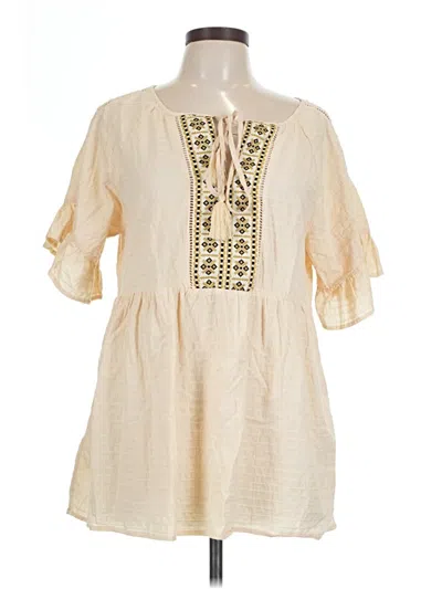 Pre-owned Gigio Short Sleeve Blouse In Ivory