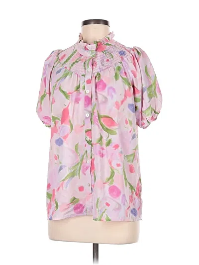Pre-owned Gigio Short Sleeve Blouse In Pink