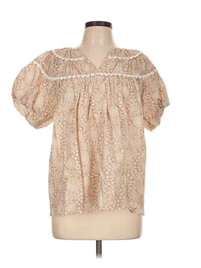 Pre-owned Gigio Short Sleeve Blouse In Tan
