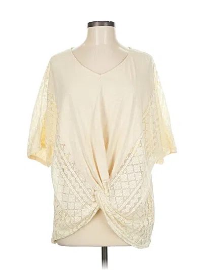 Pre-owned Gigio Short Sleeve Top Ivory V Neck Tops In White