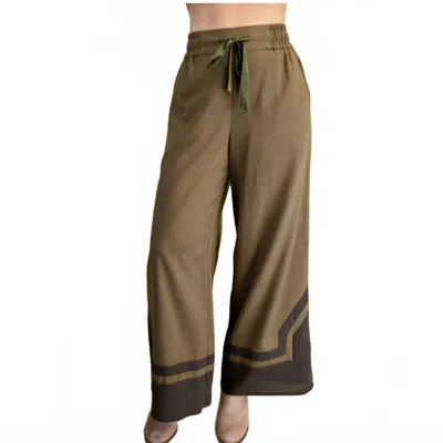 Gigio Siena Linen Wide Leg Pant In Olive In Green