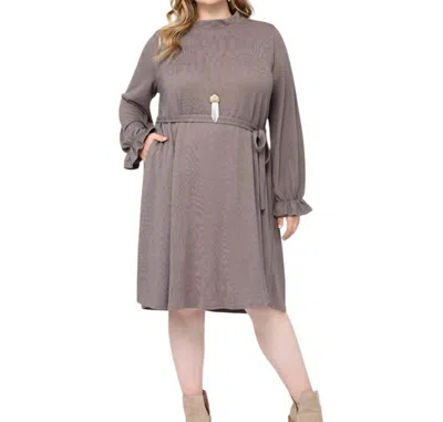 Gigio Sweet Long Sleeve Dress - Plus In Mocha In Brown