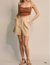 GIGIO TAILORED MID-LENGTH SHORTS IN TAN