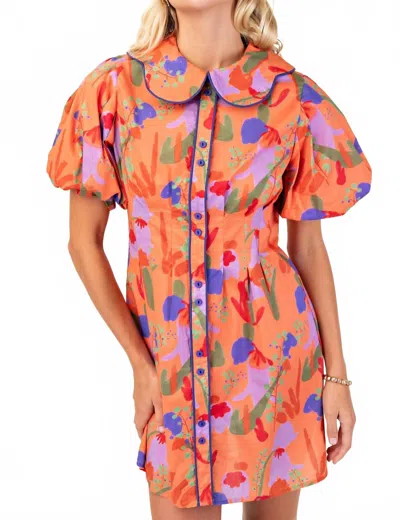 Gigio Tangerine Blooms Mini Dress In Orange In Multi