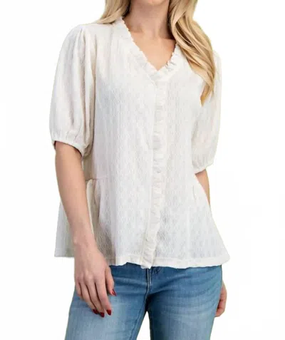 Gigio Textured Puff Sleeve Blouse In Cream In White