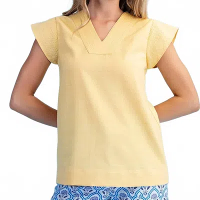 Gigio Trapunto Stitched V Neck Blouse In Yellow In Multi