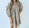 Gigio Vintage Vibes Ruffle Sleeve Dress In Umber In Multi