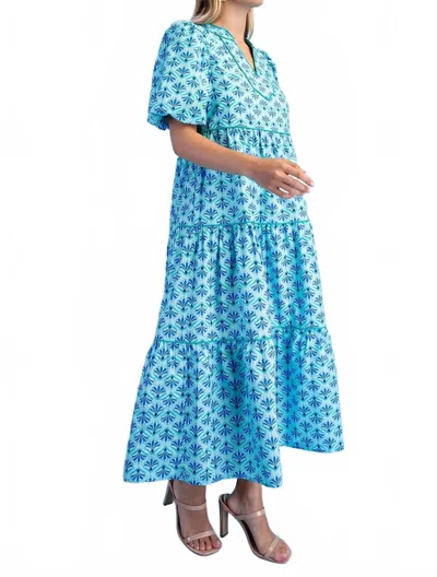 Gigio V-neck Tiered Dress In Light Blue In Multi